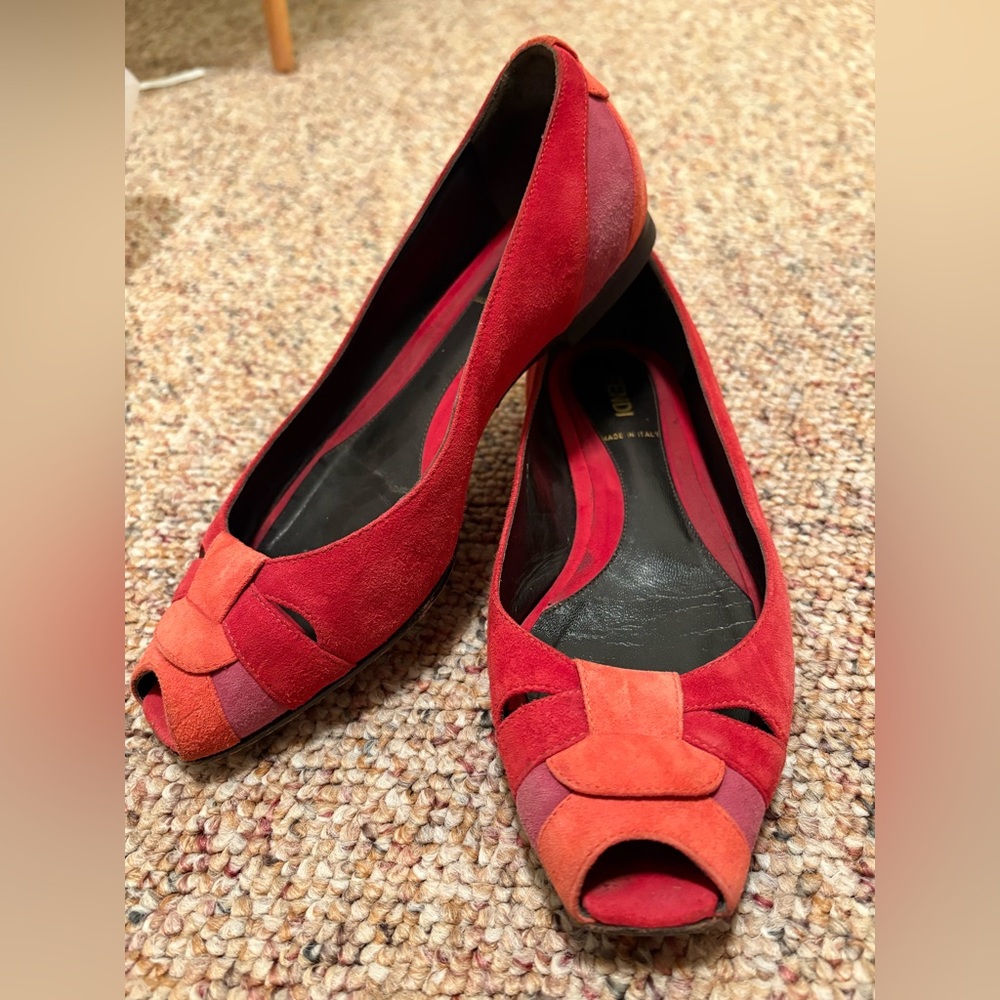 Fendi red ballet flat sandals size 37.5
